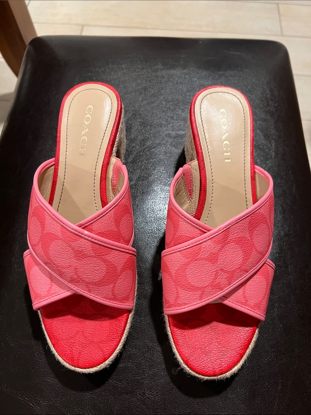 Coach Pink Crisscross Espadrille Mules